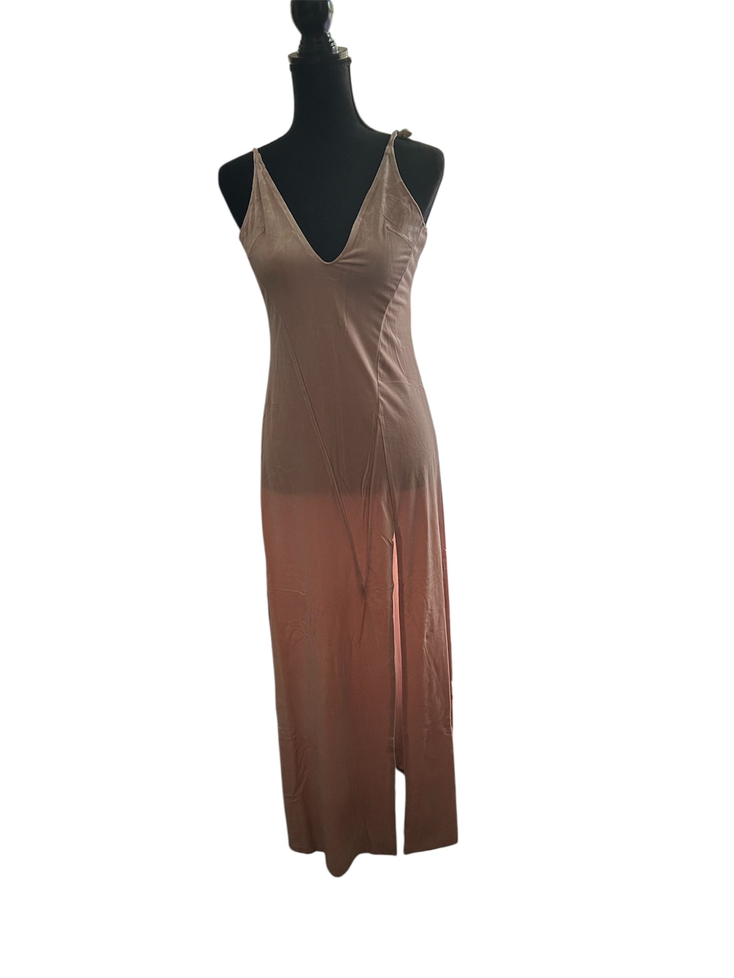 Velvet backless evening gown