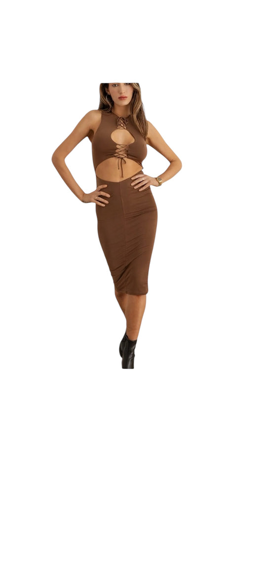 Trendy for night out event dress brown