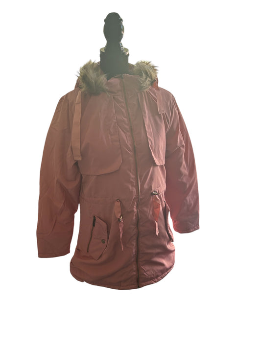 Pink fur inline coat