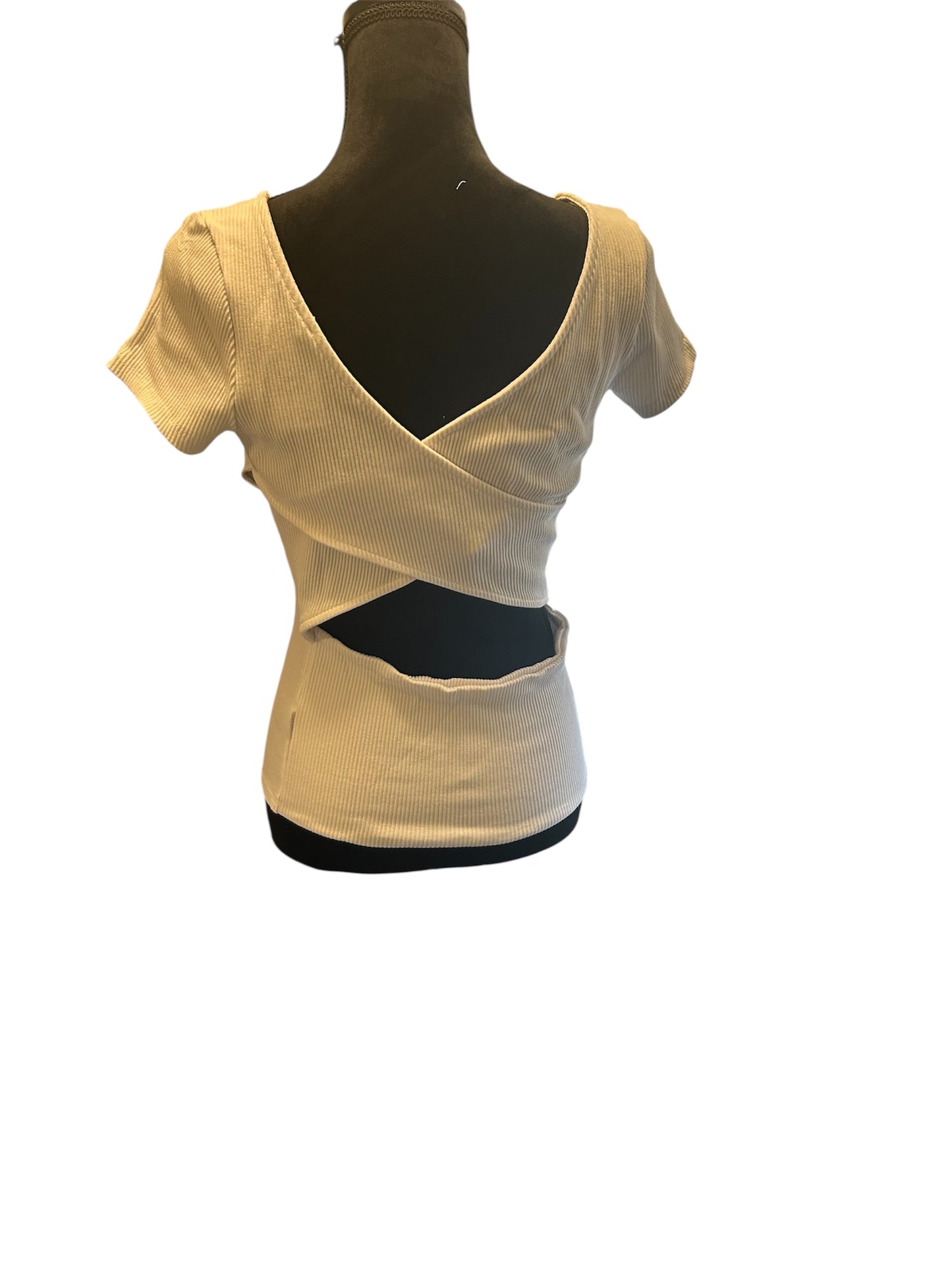 White open back cross shirt